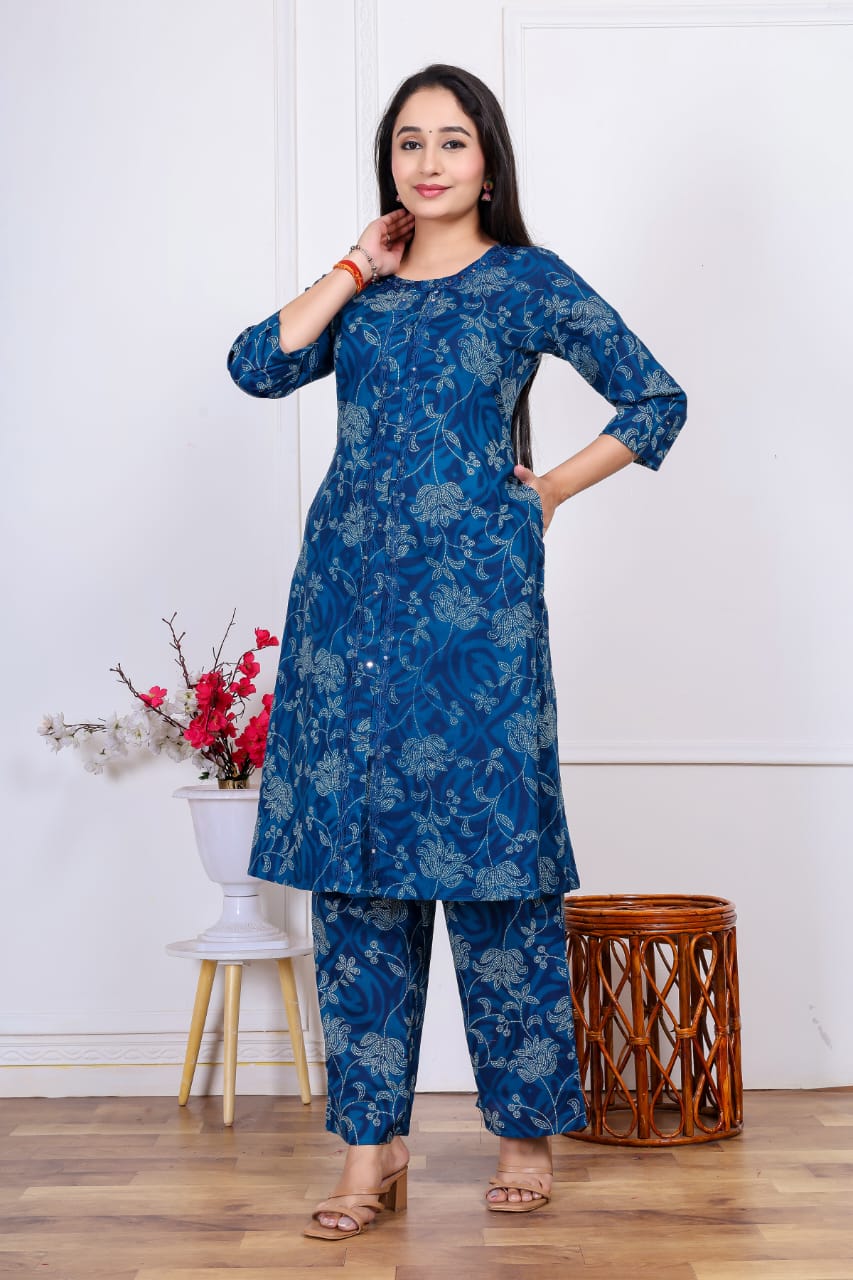 Jaipuri A-Line Kurti Set
