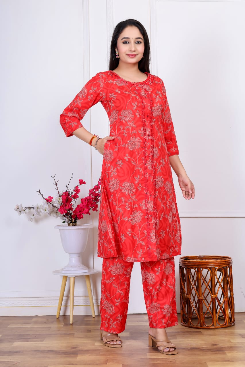 Jaipuri A-Line Kurti Set