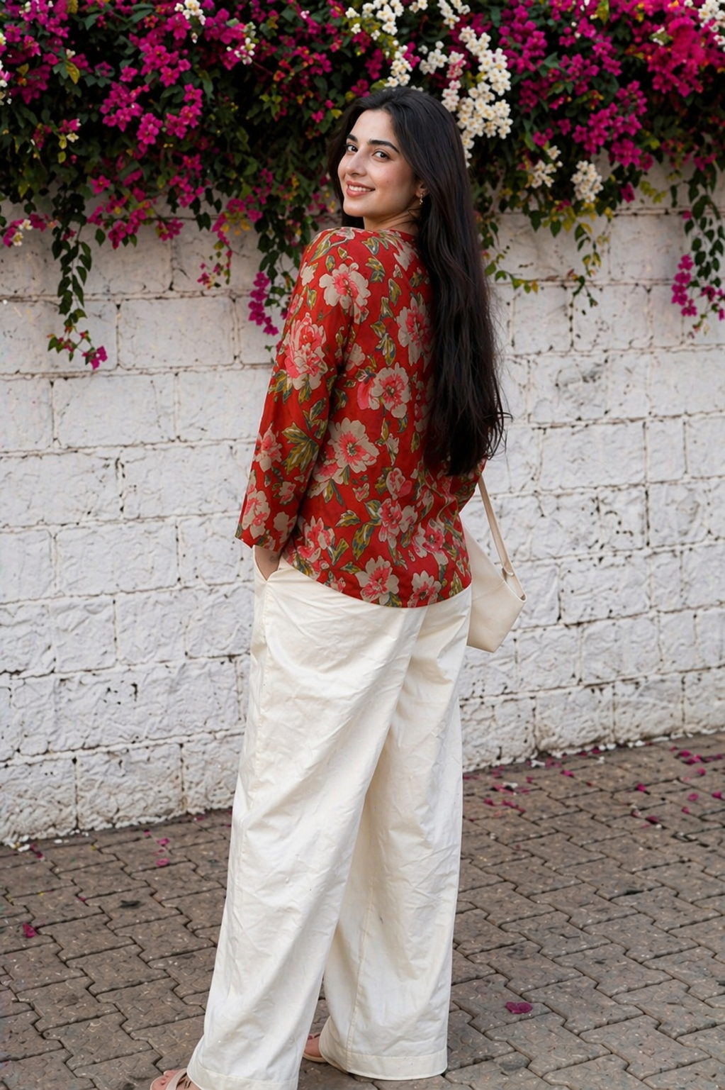 Floral Bell Sleeve Short Kurti