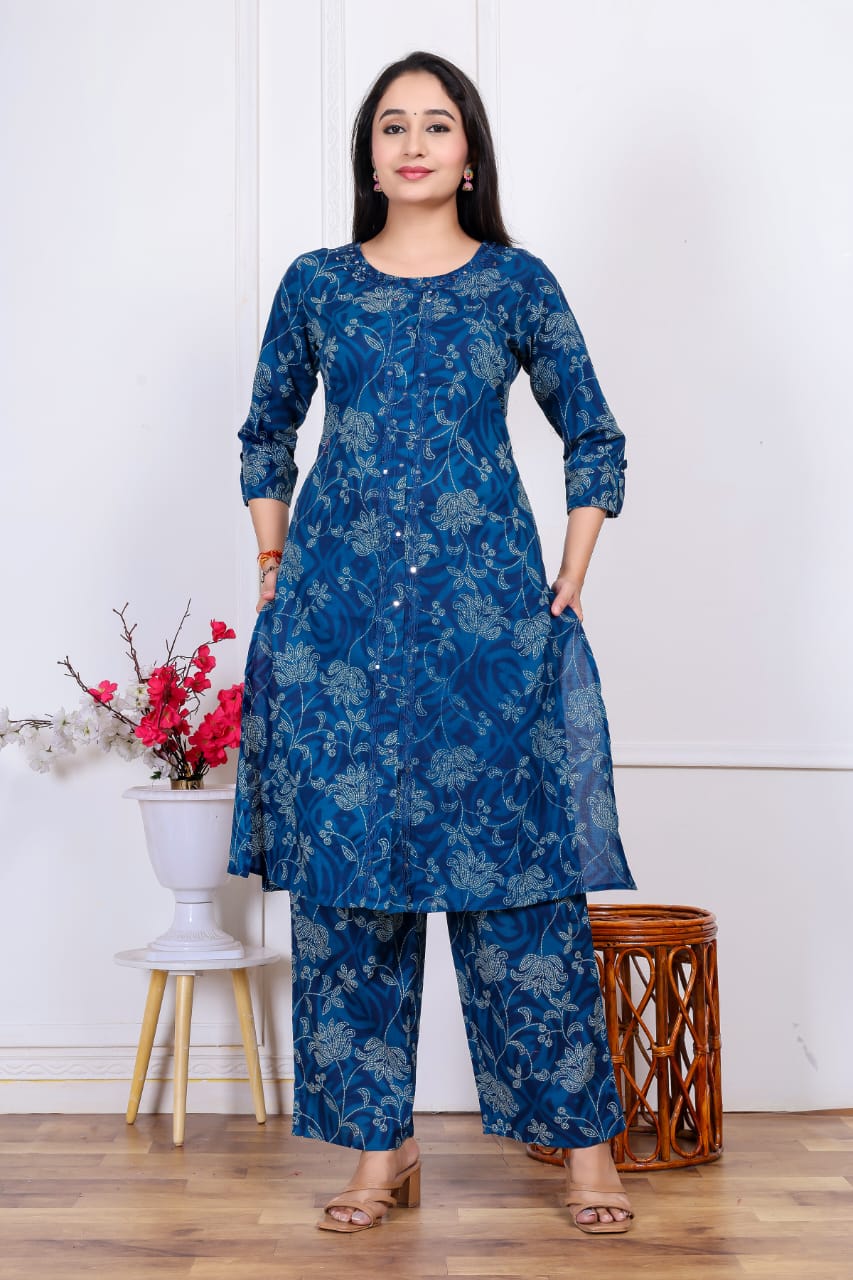 Jaipuri A-Line Kurti Set