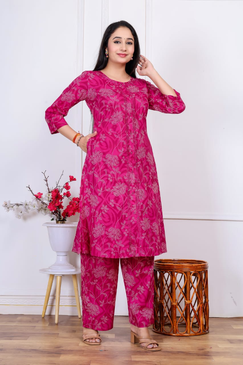 Jaipuri A-Line Kurti Set