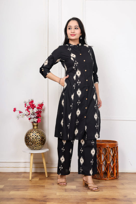 Jaipuri Printed A-Line Kurti Plazo Set